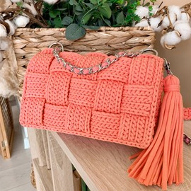 NOTIONSLAND 400g T-Shirt Yarn Knitting Yarn Fabric Crochet Yarn for Bag Basket Blanket Home Decor - Sweet Orange