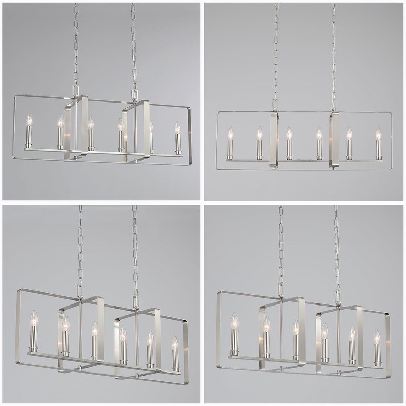 Munbea 6-Light Nickel Island Light, No Installation Required, Foldable Square