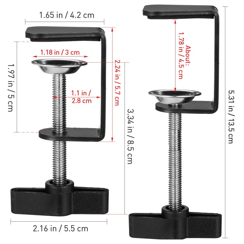 TEHAUX 2pcs Aluminum C Clamp, Black Heavy Duty C-Clamp Base