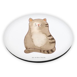 Mr. & Mrs. Panda Round Magnet Cat Sitting - Gift, Pet, Cat Owner, Note Magnet, Meau, Fridge Decoration, Whiteboard Magnet
