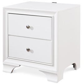 ClickDecor Edmond Wood Nightstand Station, Accent End Table for Living Room or Bedroom with USB Charging Port, 2 Drawer, White