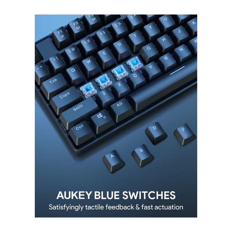 AUKEY KMG16 Mechanical GAMING Keyboard Blue Switches 104key 6-color backlight