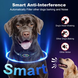 Bark Collar for Large Medium Dogs, Dog Bark Collar Rechargeable Smart Collar,Anti Barking Training Collar with 7 Adjustable Sensitivity Beep Vibration Shock (Black)