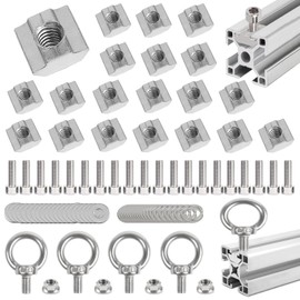 LEAUM 24-Piece Set T-Slot Nuts M8 Slot 8, M8 T-Nut Carbon Steel T Slot Nut Set with M8 Eye Bolt for Aluminium Profile Extrusion Slot 30 Series