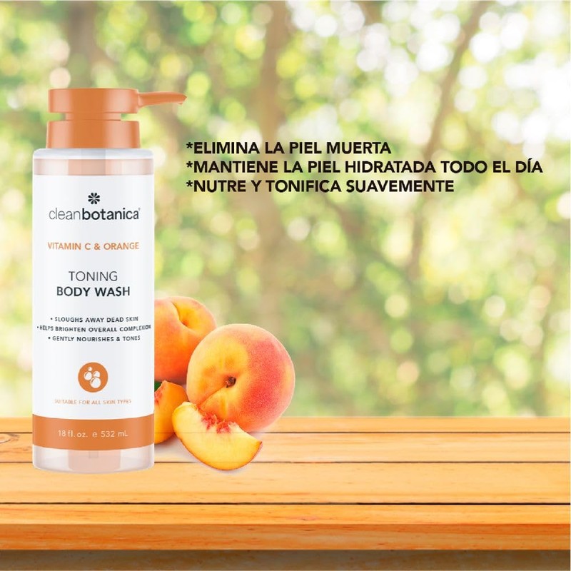 CLEAN BOTÁNICA, Gel de Baño con Vitamina C y Mandarina,
