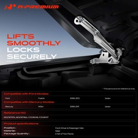 A-Premium Set of 2 Front Driver and Passenger Hood Hinges
