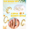 Sanfenly 12Pcs Gold Plated Toe Rings for Women Non Tarnish
