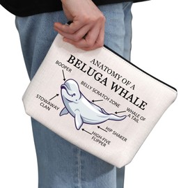 PYOUL Beluga Whale Lover Gift Anatomy of A Beluga Whale Makeup Bag Beluga Whale Fan Cosmetic Bag Dolphin Lover Gift Sea Animal Gift (A Beluga Whale B)
