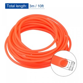 sourcing map Rubber Cord Tube 10ft(3 m)2mm Dia 1mm Hole Orange Hollow Tubing for DIY Craft Beading Necklaces Bracelet