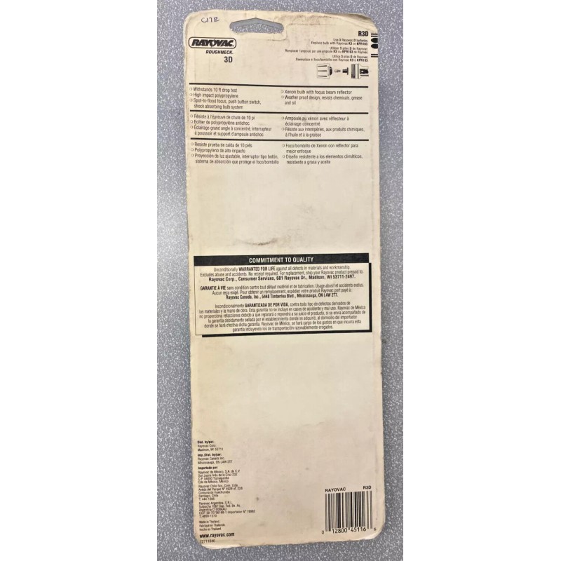 RAYOVAC ROUGHNECK 3D XTREME FLASHLIGHT NEW OLD STOCK VINTAGE