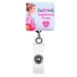 Reflections by Zana Retractable RN ID Badge Reel with Swivel Clip – Pink Nurse ID Holder for Medical Professionals