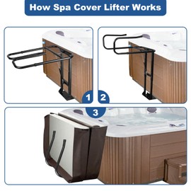 TOCRETOARE Hot Tub Cover Lifter, Spa Cover Lift, Hot Tub Cover Lift, Height Adjustable Hot Tub Cover Lift Removal System, Fits Most Spa Hot Tubs in Height 30-42 Inch