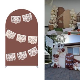 Arch Backdrop Cover for Red Mexican Fiesta Party Arch Stand Stretchy Fabric Covers Lace Baptism Baby Shower Birthday Parties Decorations Supplies (4x7.2ft,3761)