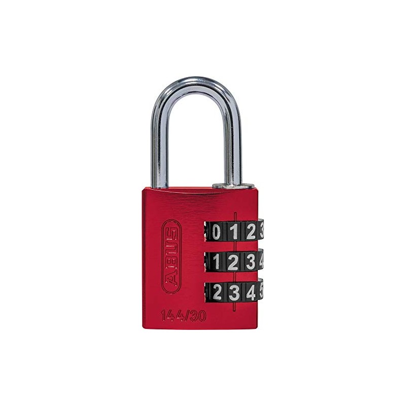 ABUS 80796 Aluminium Combination Lock 144/30 Red with Large Numbers