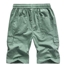 Kolongvangie Drawstring Hiking Shorts Men's Summer Outdoor Pull On Sports Lounge Cotton Multi-Pocket Short