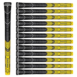 Geoleap ACE-C Golf Grips Set of 13- Cord Rubber, Hybrid Golf Club Grips, Standard/Mdisize, 10 Colors Optional. (Yellow, Midsize)