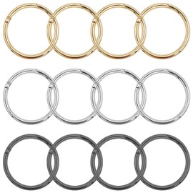 12pcs Round Carabiners Clips Trigger Spring O Rings 3 Colors Spring Snap Clip Hooks Spring Keyring Buckle for DIY Key Chains Making,Buckle,Bags,Purses,Handbag(Gold,Silver,Gun Black)