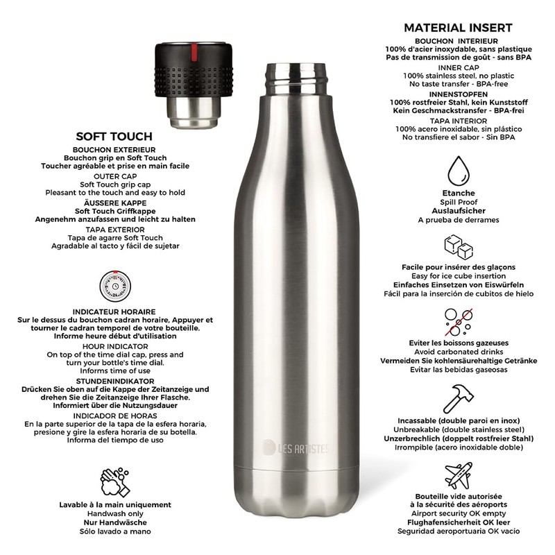 Les Artistes Paris Bottle'Up, 750 ml, Timeless Stainless Steel