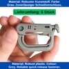6 Pcs D Shape Plastic Carabiner Hook Gray Molle Carabiner