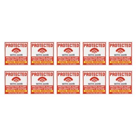 PATIKIL Protected with 24hr Sign, 10 Pack Home Business Security Alarm Warning Sign