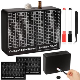 Selizo Wooden Money Box with Counter, Money Box with Numbers Ticking, Holiday Fund Money Box, Savings Bank with Savings Goal, Money Saving Box €3,000 Euro No Assembly