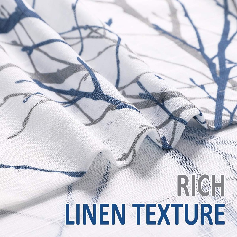 FMFUNCTEX Blue White Curtains 50" X 45" for Kitchen Living