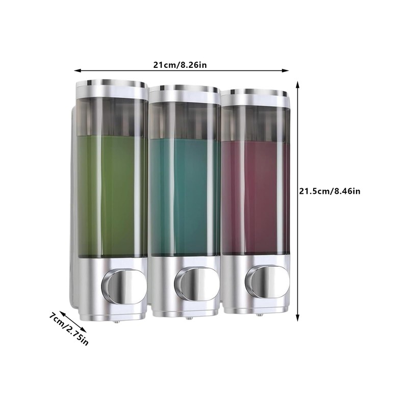 Shampoo Conditioner Dispenser, Soap Dispenser Wall Mounting, No Drilling, Shower