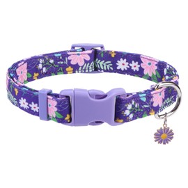 PUPTECK Cute Floral Dog Collar, Soft Cloth Fabric Dog Collars for Small Medium Large Dogs, Adjustable Puppy Collar with Pendant for Male Female Boys Girls Accessories
