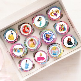 Princess Edible PREMIUM THICKNESS SWEETENED VANILLA,Wafer Rice Paper Cupcake Toppers/Decorations
