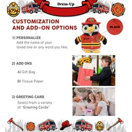 DolliBu Marine Wild Penguin Firefighter Stuffed Animal with Name Personalization - Super Soft Penguin with Red Fireman Costume Outfit and Fireman Hat, Fire Fighter Doll Plush Toy for Kids - 8 Inch