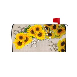 Mailbox Cover Magnetic Standard Size 21 x 18 inch Summer Sunflower Magnetic Mailbox Cover Waterproof Post Box Magnetic Covers for Garden Patio Decoration
