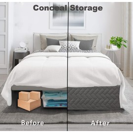 King Bed Skirt-Box Spring Cover with 14 Inch Tailored Drop,Wrinkle and Fade Resistant Hotel Wrap Around Bed Skirts,Bed Frame Cover (Checkered Gray, King)