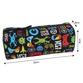 Fashion Stationery Pencil Case Boys Girls Kids Childrens Black Gamer Primary School Storage Pencil Cases Gifts Stocking Filler for Birthdays (Black)