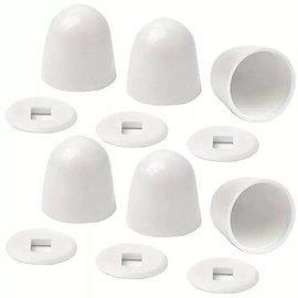6 PCs White Universal Toilet Bolt Caps, Push-On Toilet Bowl Bolt Covers, Round Plastic Push-On Toilet Bowl Bolt Caps Covers, Decorative Toilet Screw Cover Caps with Extra Washers, 1.44 Inch Height