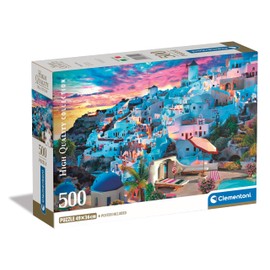 Clementoni Jigsaw Puzzle Collection - Greece View 500 Pieces - Poster Included, Puzzle For Adults 14-99 Years, Gift For Men/Women, City, Greece, Landscape, Made In Italy, 35540