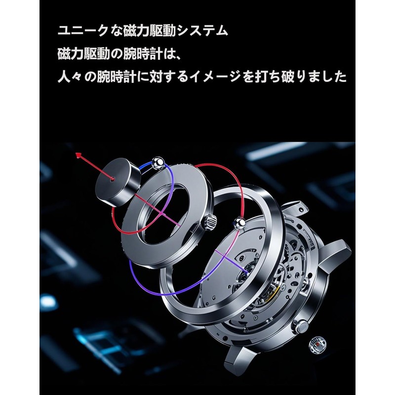 Introducing Magnetic Floating Ball Watch for Men, Black Texture, Design