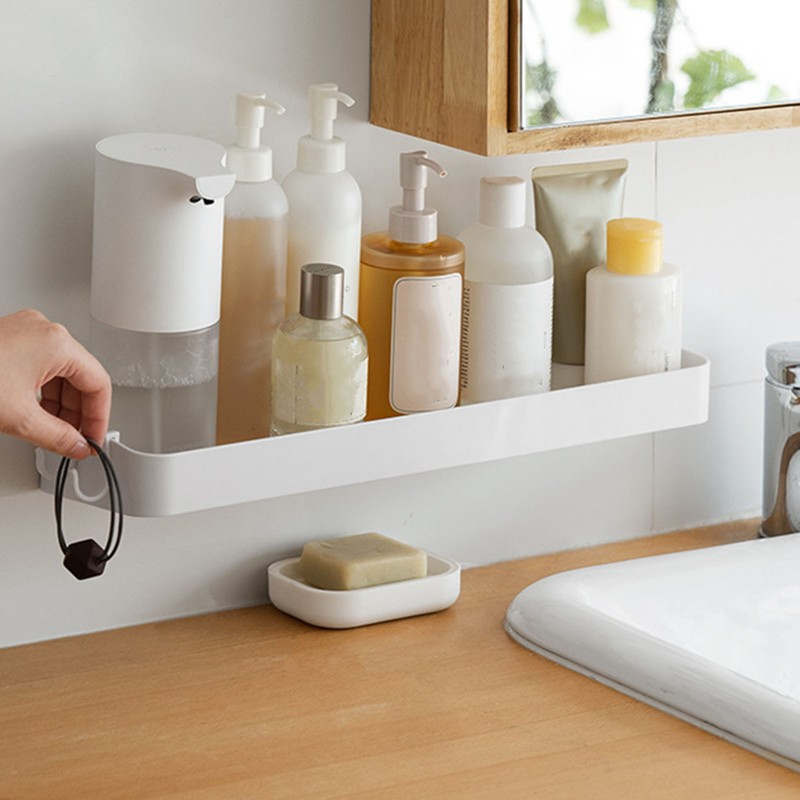 Wall Mounted Bathroom Shelf Multipurpose Modern Minimalism Style Punch Free