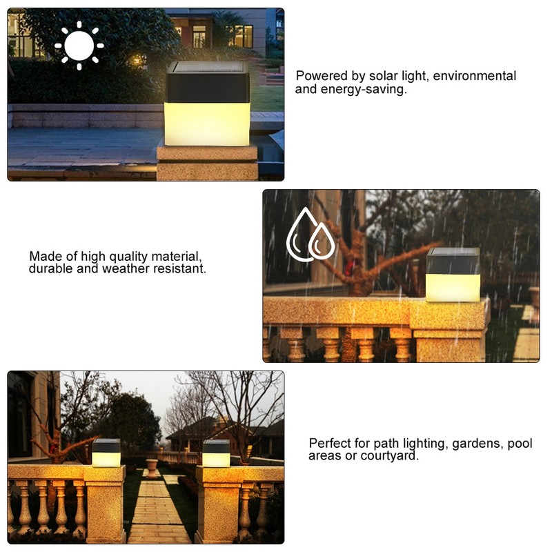 Solar Powered LED Square Warm White Light for Garden Fence