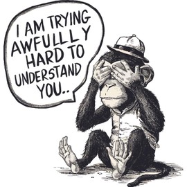 Trying Hard to Understand Monkey Bold Statement Quote for Dorm Office Quotes Funny Humor Wall Art Sticker Designs Vinyl Stickers for Home House Walls Rooms Window Bedroom Decoration Size (26x26 inch)