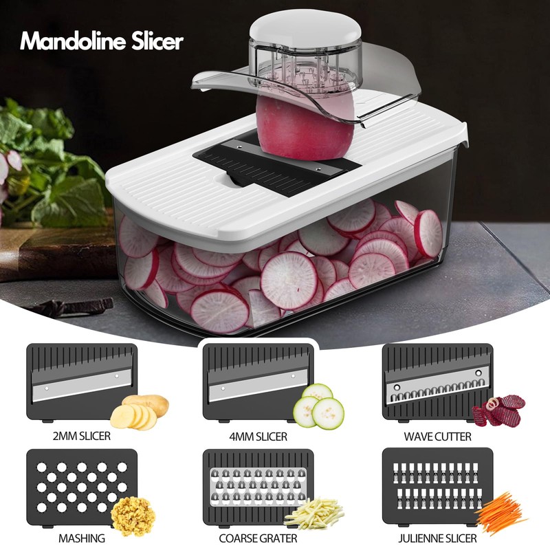 Cambom Mandoline Slicer Vegetable Slicer Multifunctional Veggie Slicer With 2