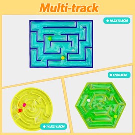 APAKA Pack of 3 Labyrinth Game Sensory Toy, Gel Filled Anti-Stress Autism Toy, Fidget Squishy Squeeze Sensory Toy, Anti-Stress Toy from 3 Years (Rectangle, Circle, Hexagon)