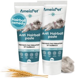 AmeizPet Hairball Remedy for Cats, Anti-Hairball Malt Paste for Pet Fur, Treatment for Long & Short Fur Cats, 2 pcs x 100g (3.52 Oz)