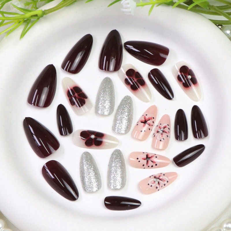Almond Press on Nails Medium Fake Nails Press ons with