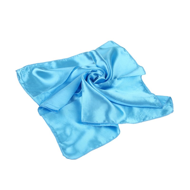 TrendsBlue Elegant Silk Feel Solid Color Satin Square Scarf, Light