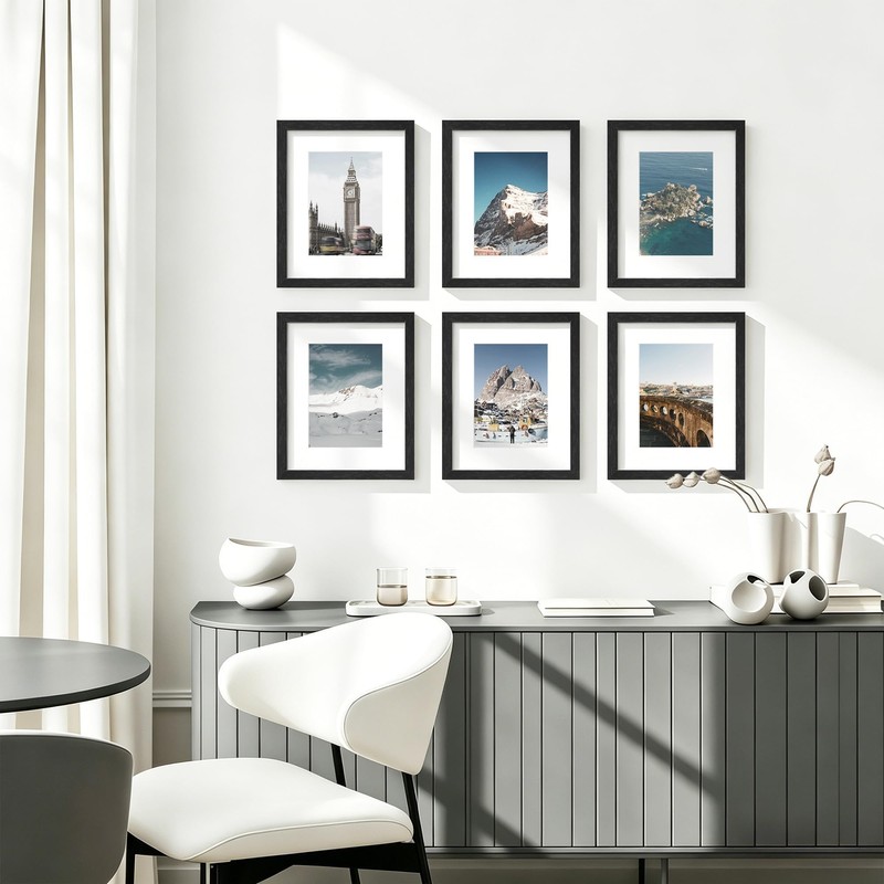 Picrit 8x10 Solid Wood Frame Set of 2, Black Wood
