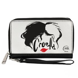 Buckle-Down Women's PU Zip Around Wallet Rectangle-Cruella de Vil, 7.5"x4.5", Cruella De Vil, 7.5"x4.5", Buckle-down Pu Zip Around Wallet Rectangle - Cruella De Vil