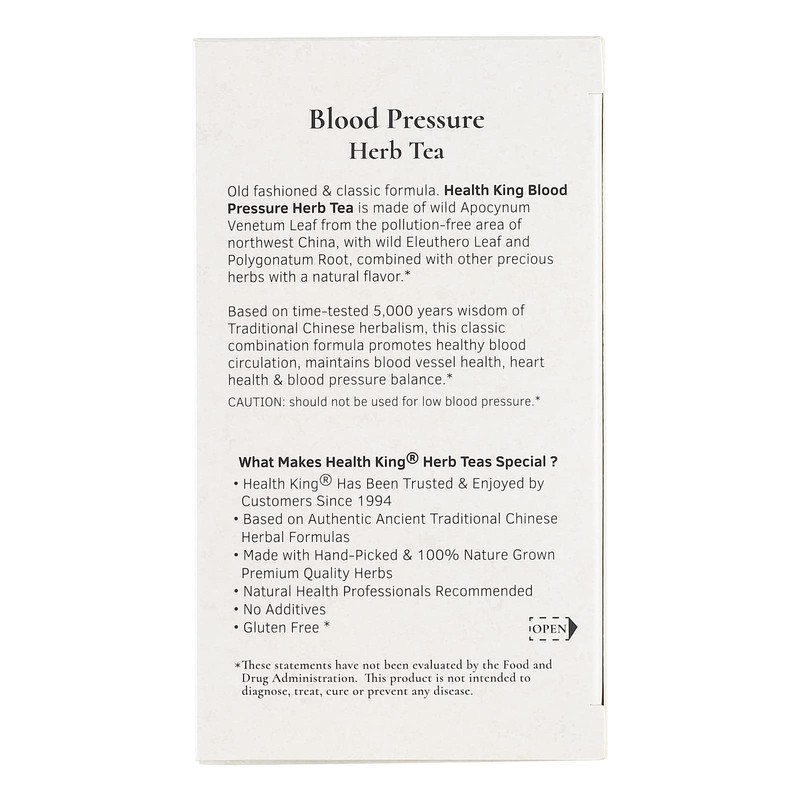Health King Blood Pressure Herb Tea, Teabags, 20 Count Box