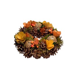 Heitmann Deco Colourful autumn wreath - autumn decoration natural with flowers, door wreath for hanging, table decoration - brown, orange, yellow, green - diameter approximately 25 cm.