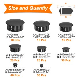uxcell 200pcs Plastic Hole Plug, 8-Sizes 1/4", 5/16", 3/8", 1/2", 5/8", 3/4", 7/8", 1" Nylon Caps-Snap in Locking Hole Plugs for Furniture Kitchen Cupboard Shelves