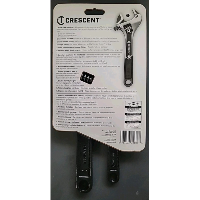 Crescent Genuine Crescent ATWJ2610VS 2 piece Wide Jaw Adjustable Wrench